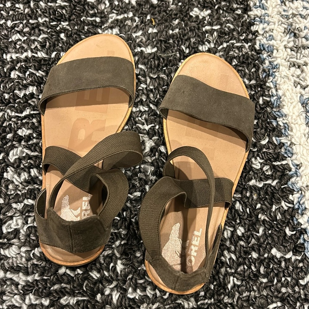 Sorel Ella sandals in olive green